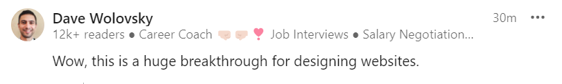 Positive comment For UI Replicator from a Developer on Product Hunt